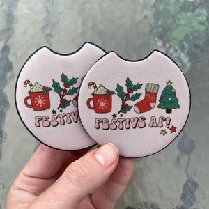 Festive AF Car Coaster Set | Christmas Coaster Set